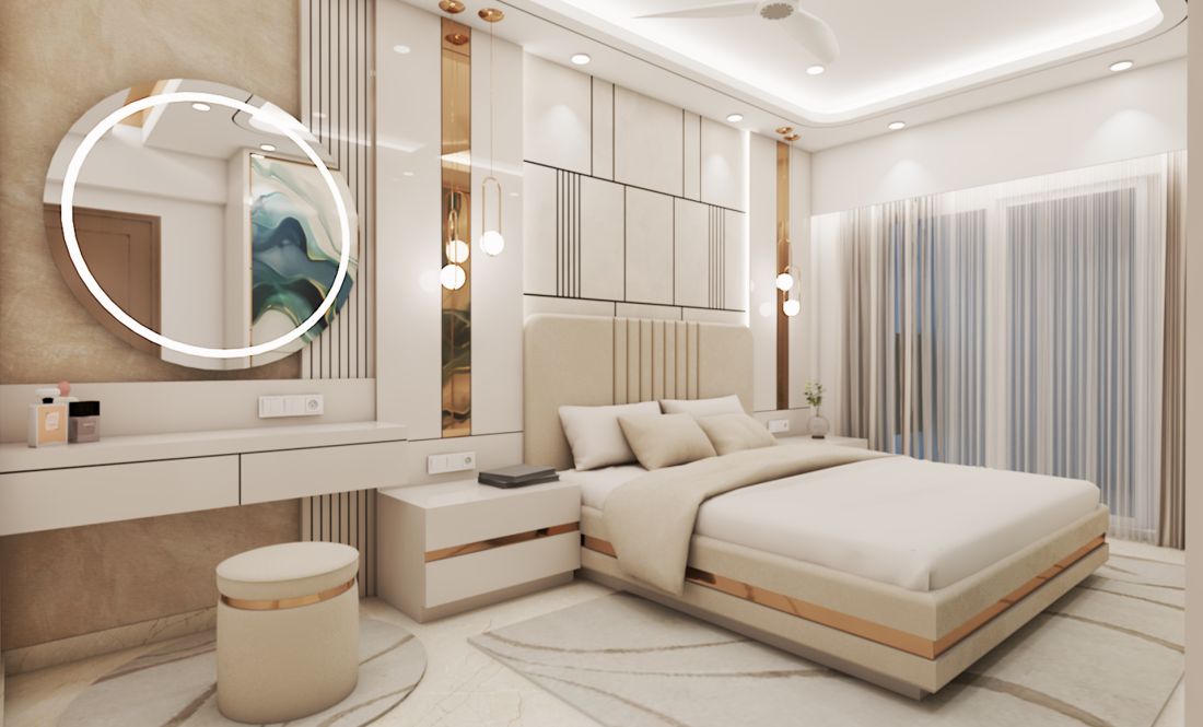 Calm bedroom interior designed by Inland Indoors