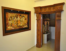 A peaceful and beautiful pooja room with budget-friendly interior designers in Bangalore, offering quality at a great price